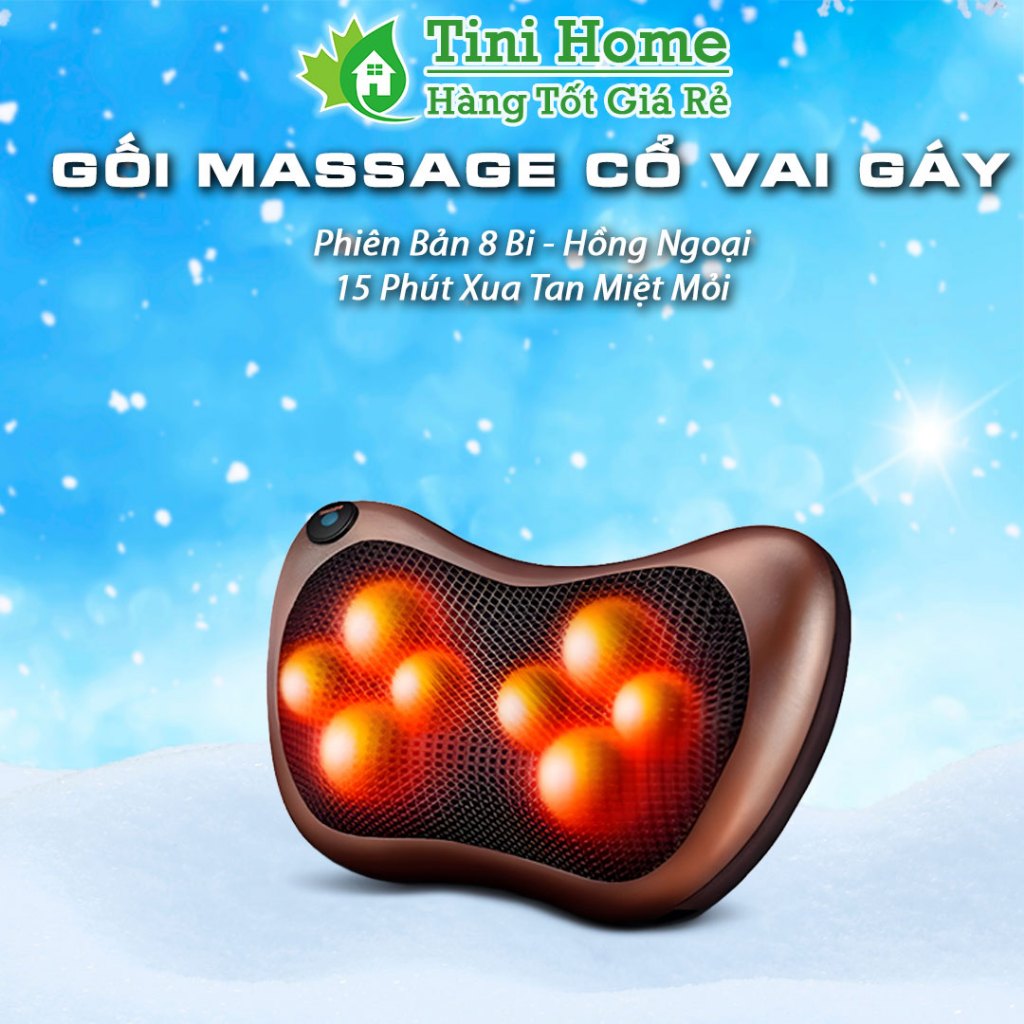 Gối massage hồng ngoại 8 bi 2 chiều cao cấp, gối mát xa cổ vai gáy chính hãng công nghệ Nhật Bản ( Bảo hành 1 năm )