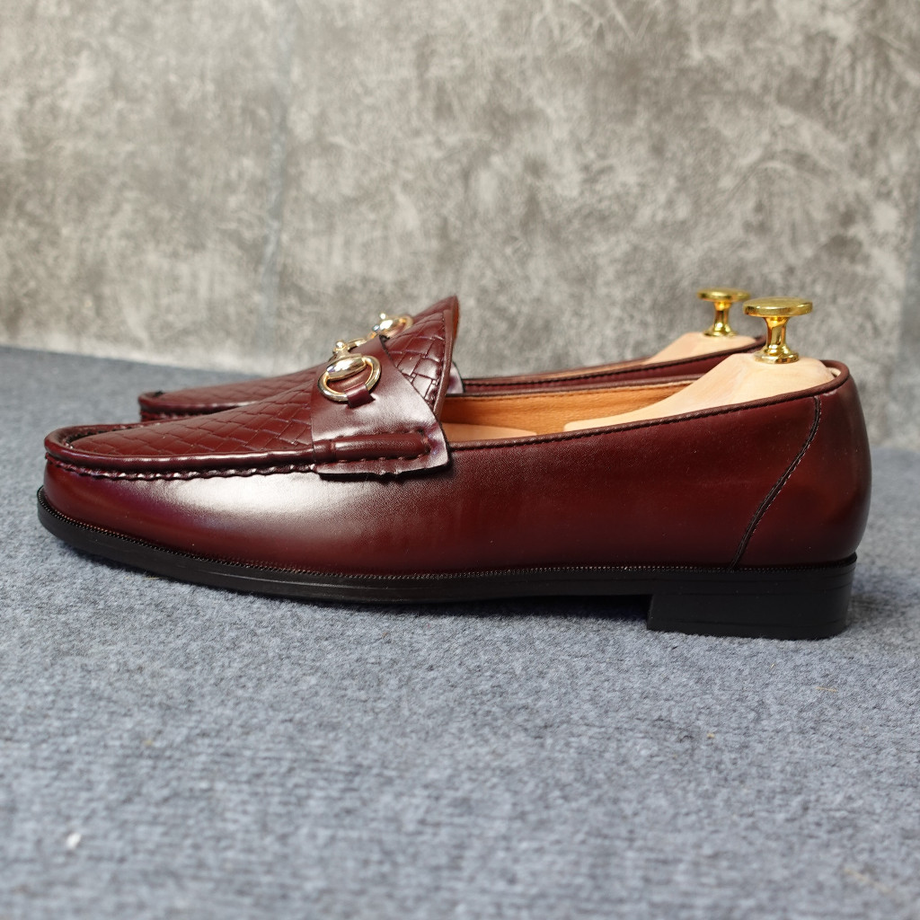 Giày lười nam dập vân đan, da mềm, đế cao su rất êm 2 màu nâu , đen