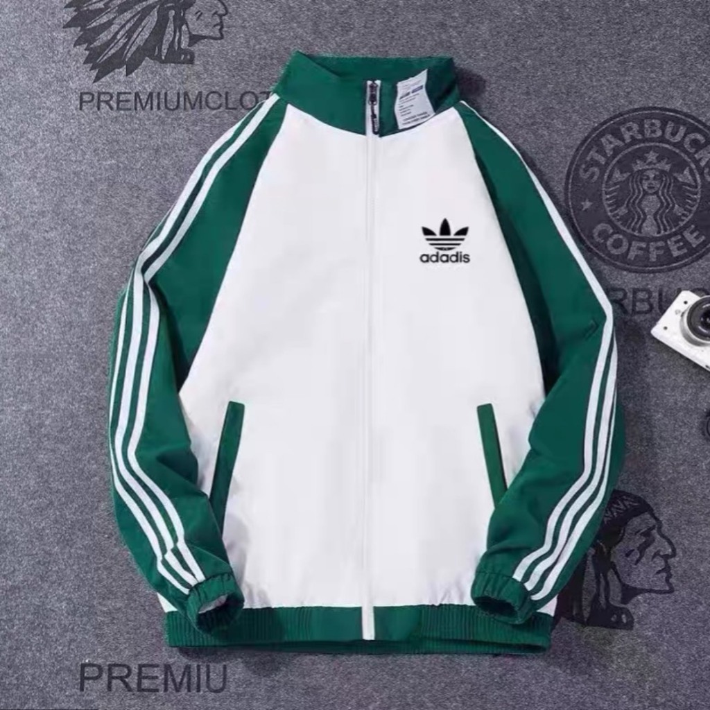 Áo khoác nam unisex có nón vải dù nhật 2 lớp phong cách thể thao chạy sọc tay in chữ AD210