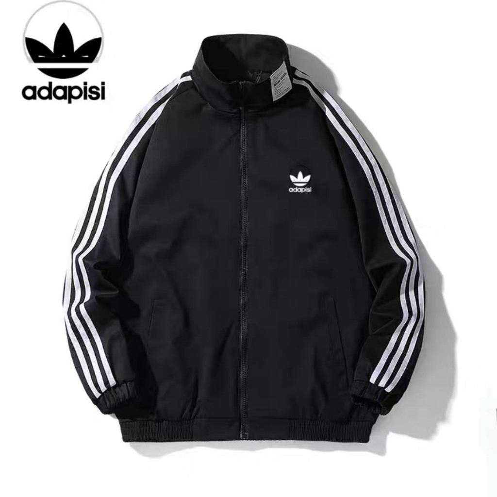 Áo khoác nam unisex có nón vải dù nhật 2 lớp phong cách thể thao chạy sọc tay in chữ AD210