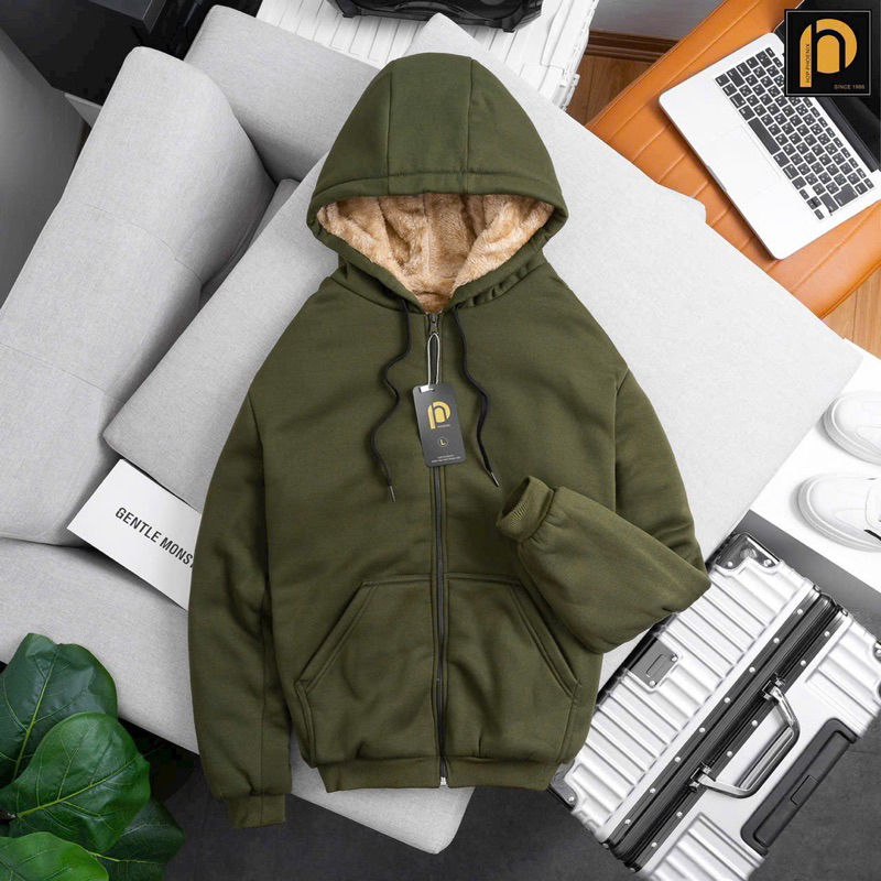 Khoác nỉ hoodie lót lông vàng siêu ấm