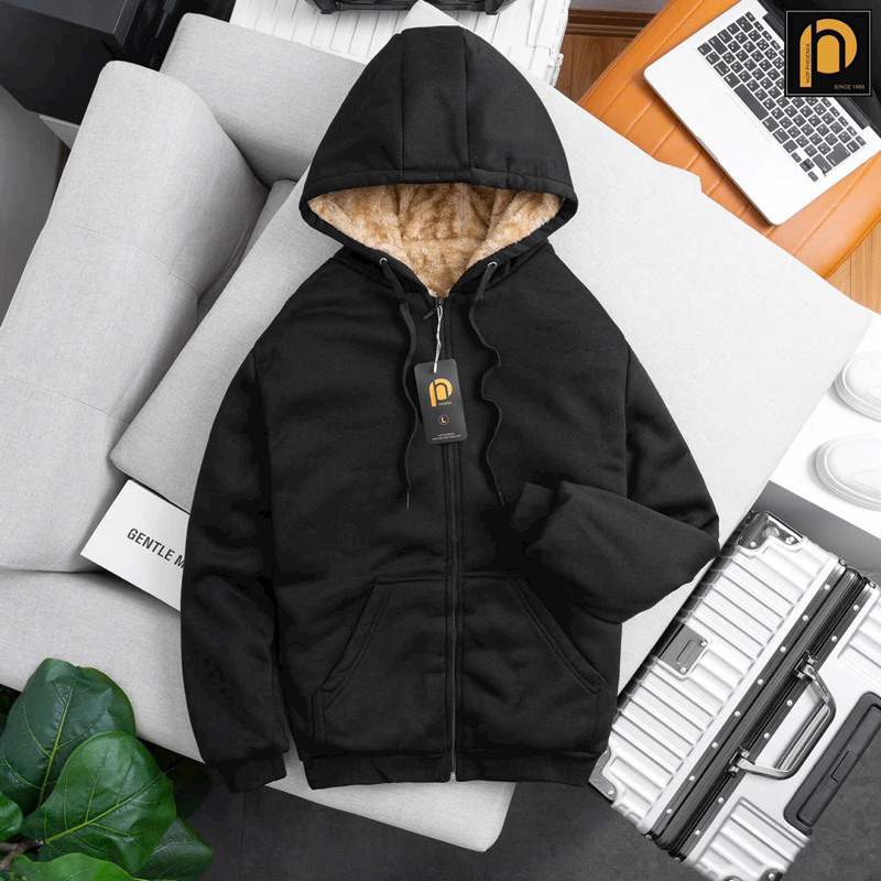Khoác nỉ hoodie lót lông vàng siêu ấm