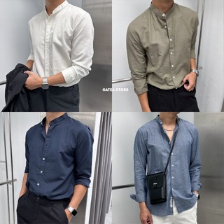 Áo Sơmi đũi nam BT, somi linen cổ trụ trơn màu vải đã xử lý giặt mềm chống co - GATE6 - 4748