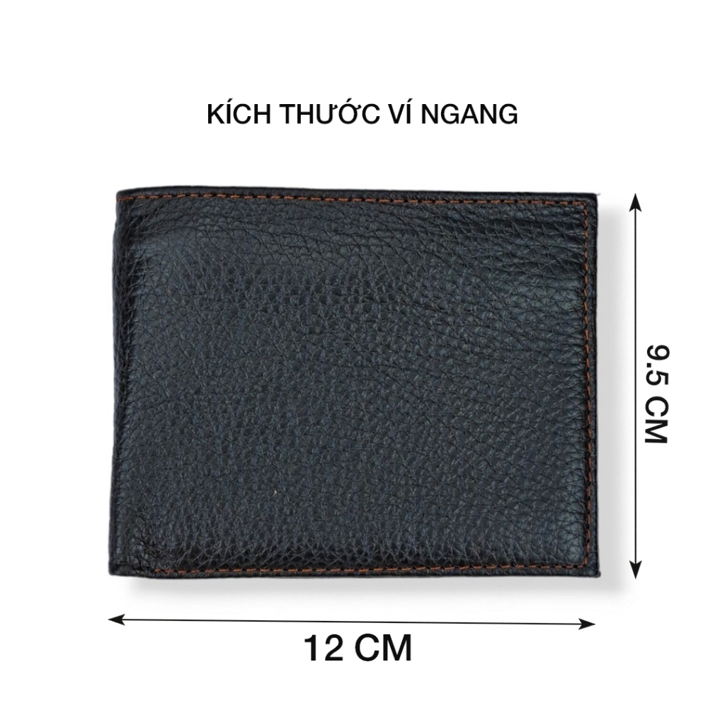 Ví nam da bò miu hạt cao cấp dáng ngang PQ Leather PV10 da thật full hộp làm quà tặng bảo hành 12 tháng