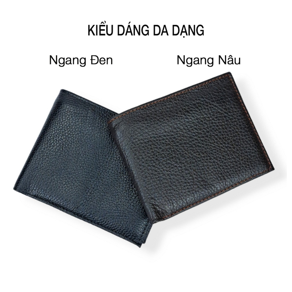 Ví nam da bò miu hạt cao cấp dáng ngang PQ Leather PV10 da thật full hộp làm quà tặng bảo hành 12 tháng