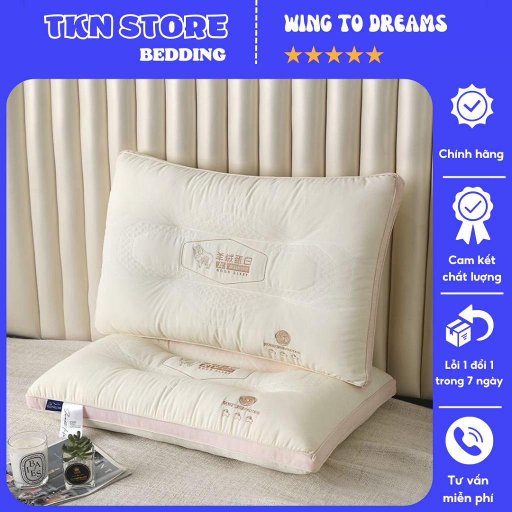 Ruột gối đầu định hình giúp thư giãn đốt sống cổ vai gáy , Chất liệu vải bông dệt kim cao cấp kích thước 48x74cm