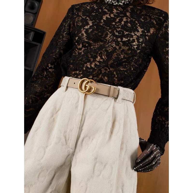 Thắt Lưng Da Bò Thật 2 Lớp Màu Nâu Kem Siêu Hiếm