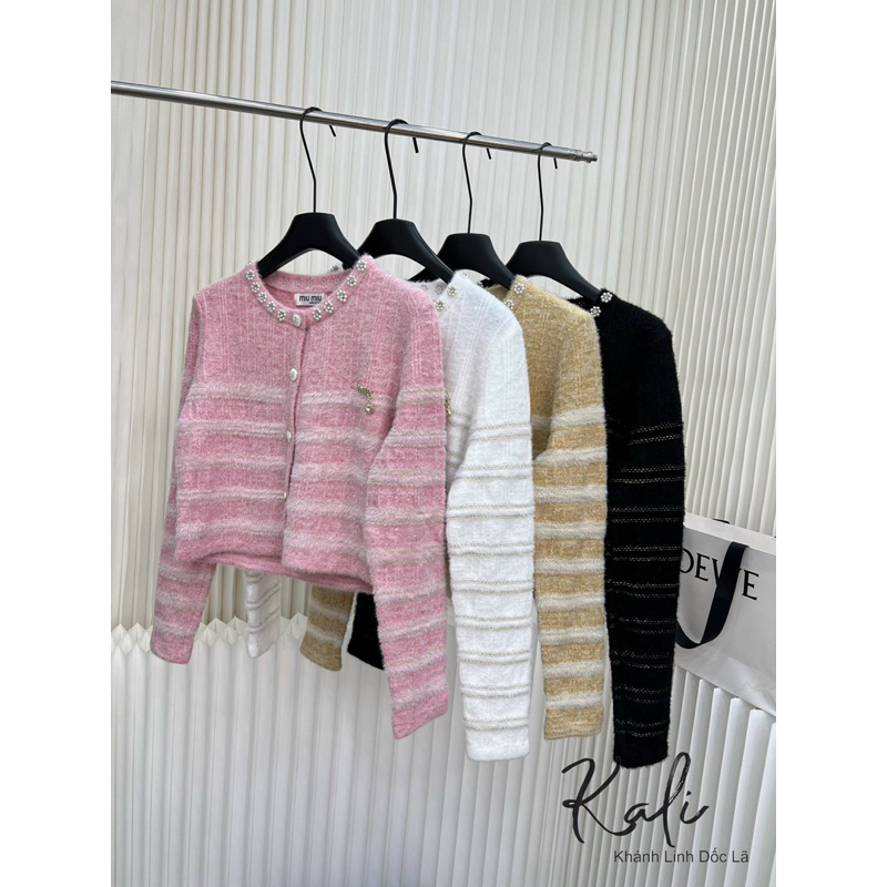 Áo len dài tay kẻ lông thỏ tag miu QCCC