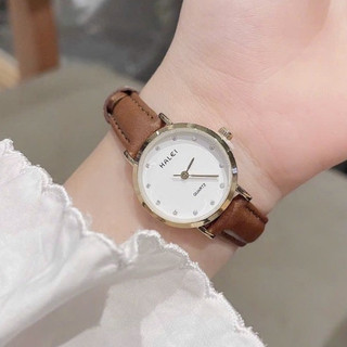 Đồng hồ đôi nam nữ Halei dây da đen mặt ngọc chính hãng Tony Watch 68