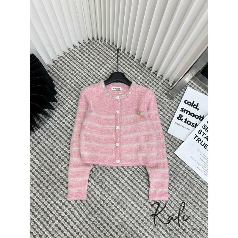 Áo len dài tay kẻ lông thỏ tag miu QCCC