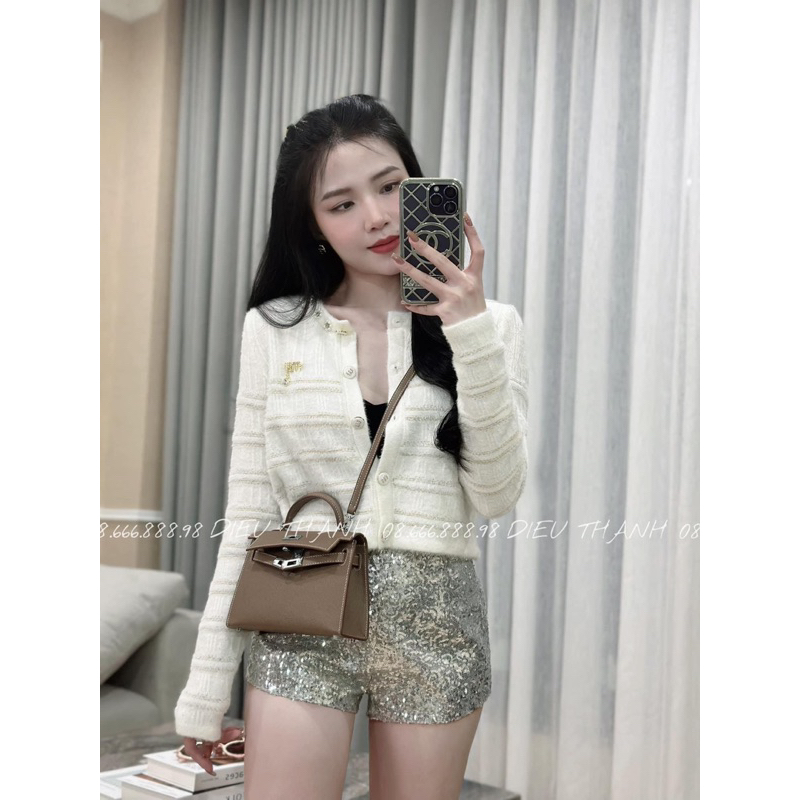 Áo len dài tay kẻ lông thỏ tag miu QCCC