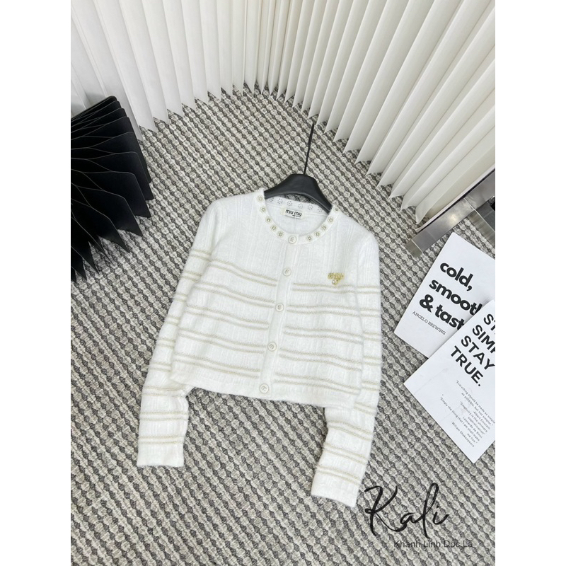 Áo len dài tay kẻ lông thỏ tag miu QCCC