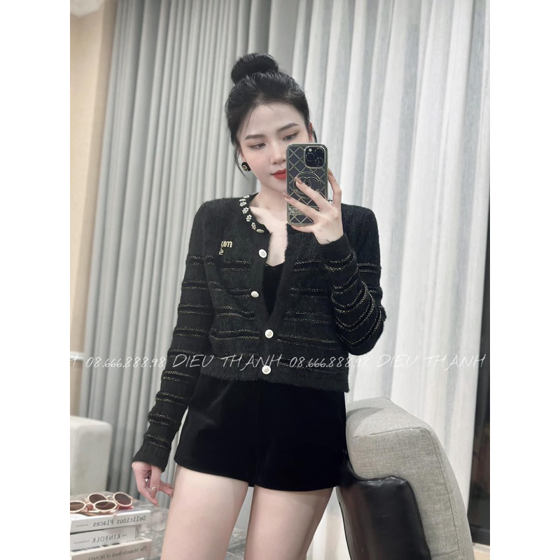 Áo len dài tay kẻ lông thỏ tag miu QCCC