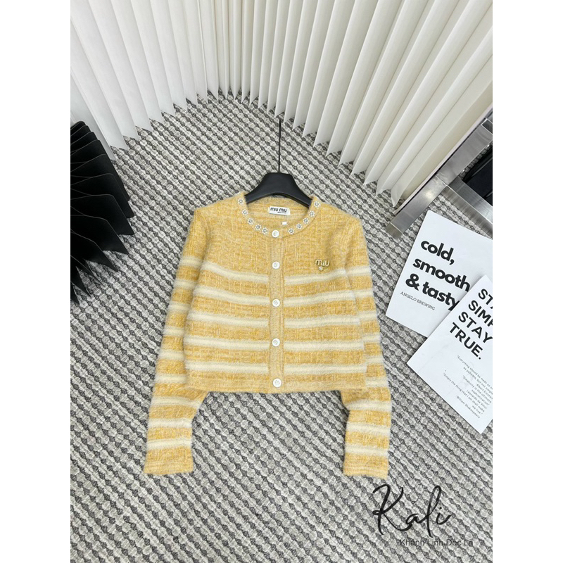 Áo len dài tay kẻ lông thỏ tag miu QCCC