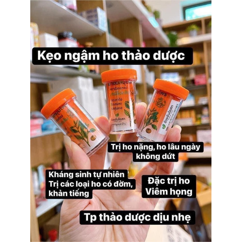 Kẹo Ngậm Giảm Ho Cam Thảo Ouayun Vị Cam và Chanh, Thảo Dược Thái Lan 100 viên Siêu Hiệu Quả