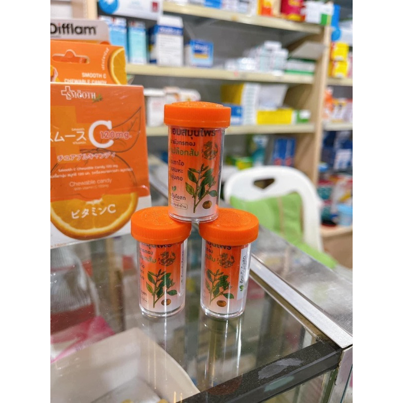 Kẹo Ngậm Giảm Ho Cam Thảo Ouayun Vị Cam và Chanh, Thảo Dược Thái Lan 100 viên Siêu Hiệu Quả