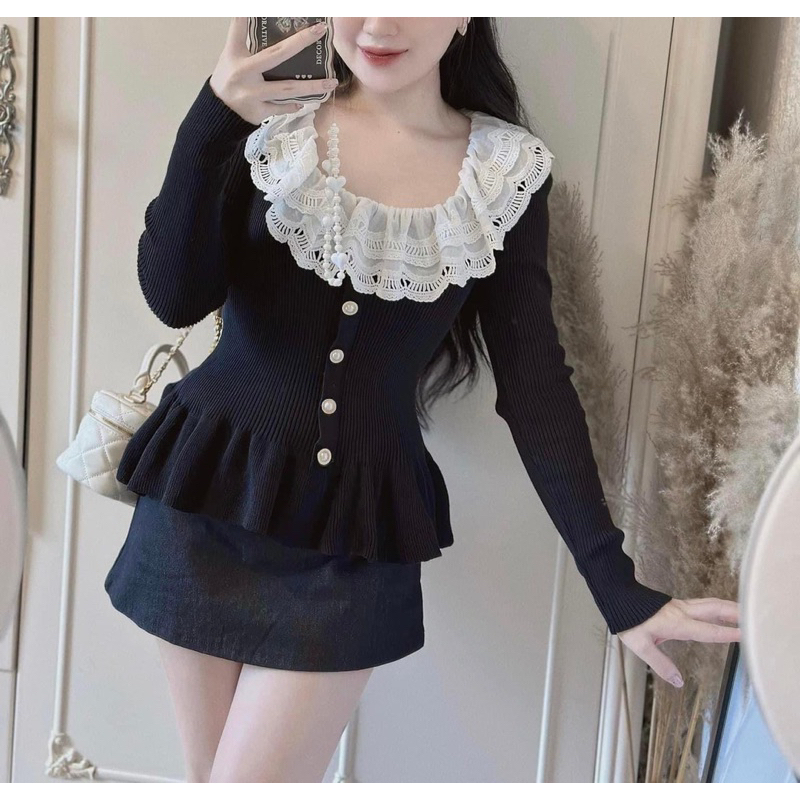 TH- ÁO LEN PHỐI BÈO QC CỰC ĐẸP CHO NỮ