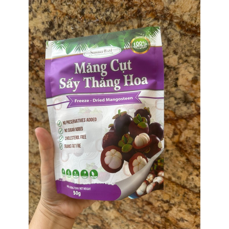 túi 50gam măng cụt sấy thăng hoa ăn liền, làm bánh kẹo