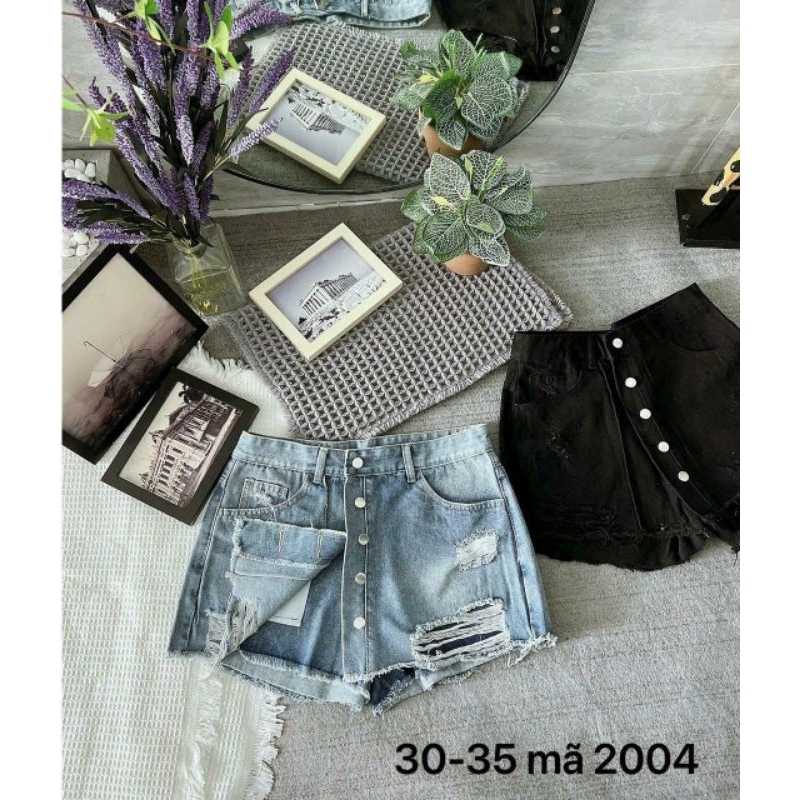 Jean Thái Bigsize: quần váy 5 nút wax rách