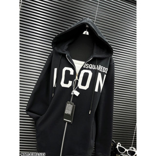 áo khoác nỉ khóa mũ nam nữ icon dsquared2 màu đen Ln2023