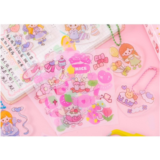 Hộp STICKER trang trí -  kèm móc khóa siêu dễ thương không thấm nước - Màu ngẫu nhiên