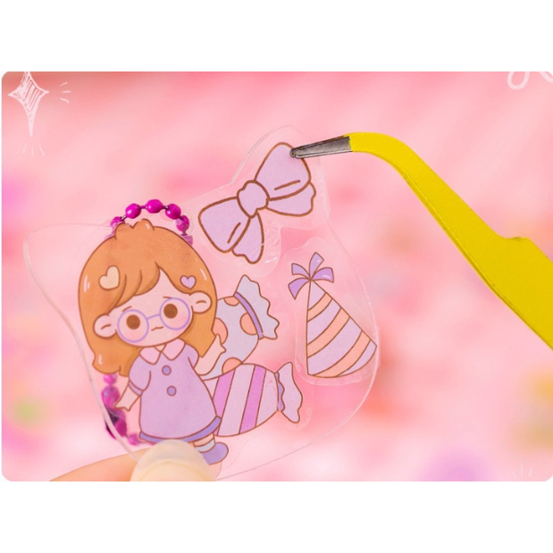 Hộp STICKER trang trí -  kèm móc khóa siêu dễ thương không thấm nước - Màu ngẫu nhiên