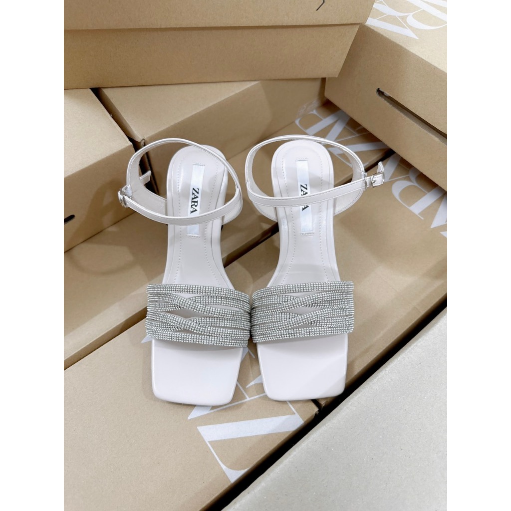 Sandal cao gót Zara quai đá 7 phân full hộp