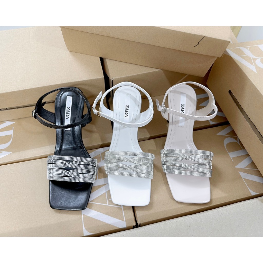 Sandal cao gót Zara quai đá 7 phân full hộp