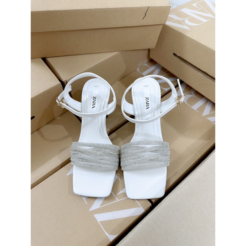 Sandal cao gót Zara quai đá 7 phân full hộp