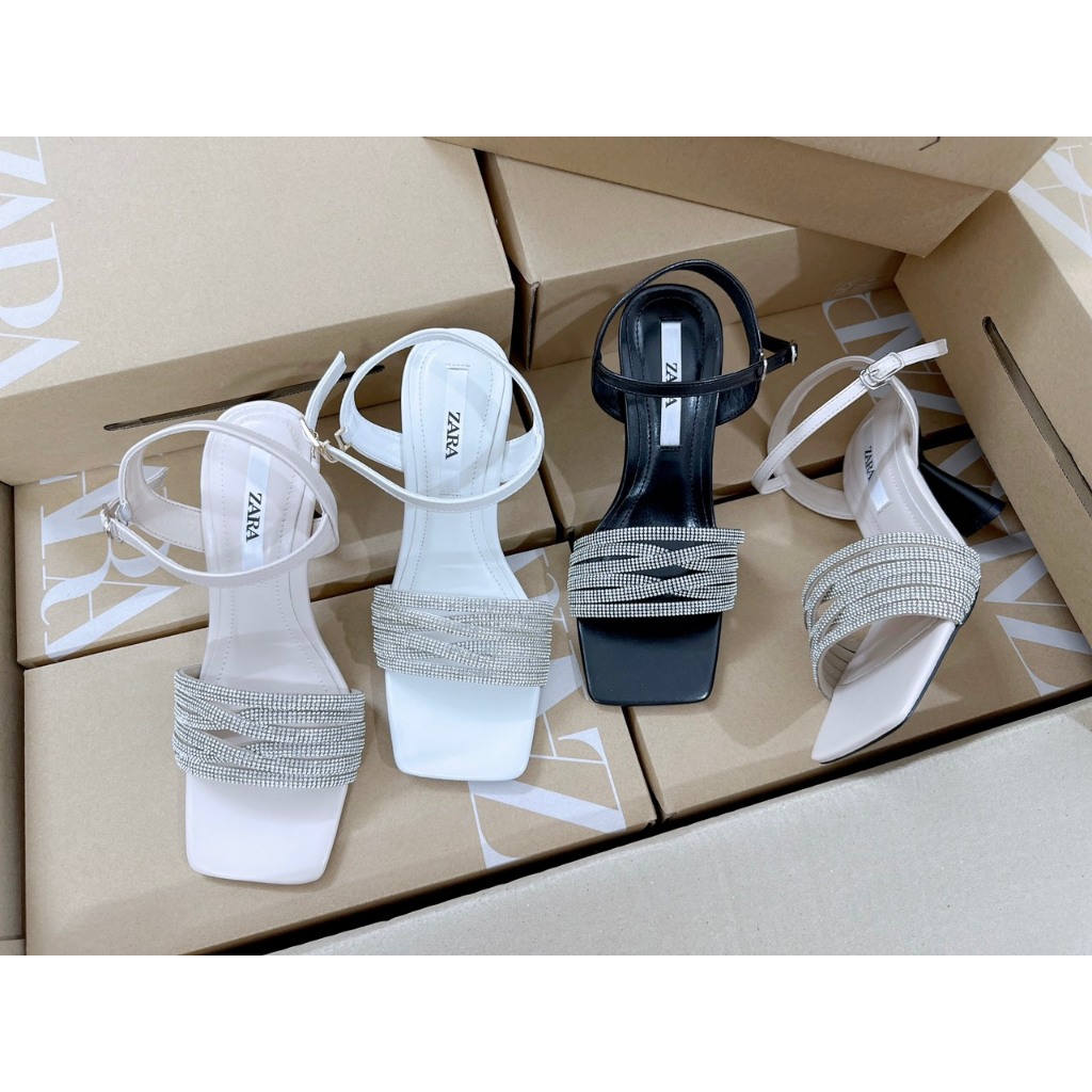 Sandal cao gót Zara quai đá 7 phân full hộp