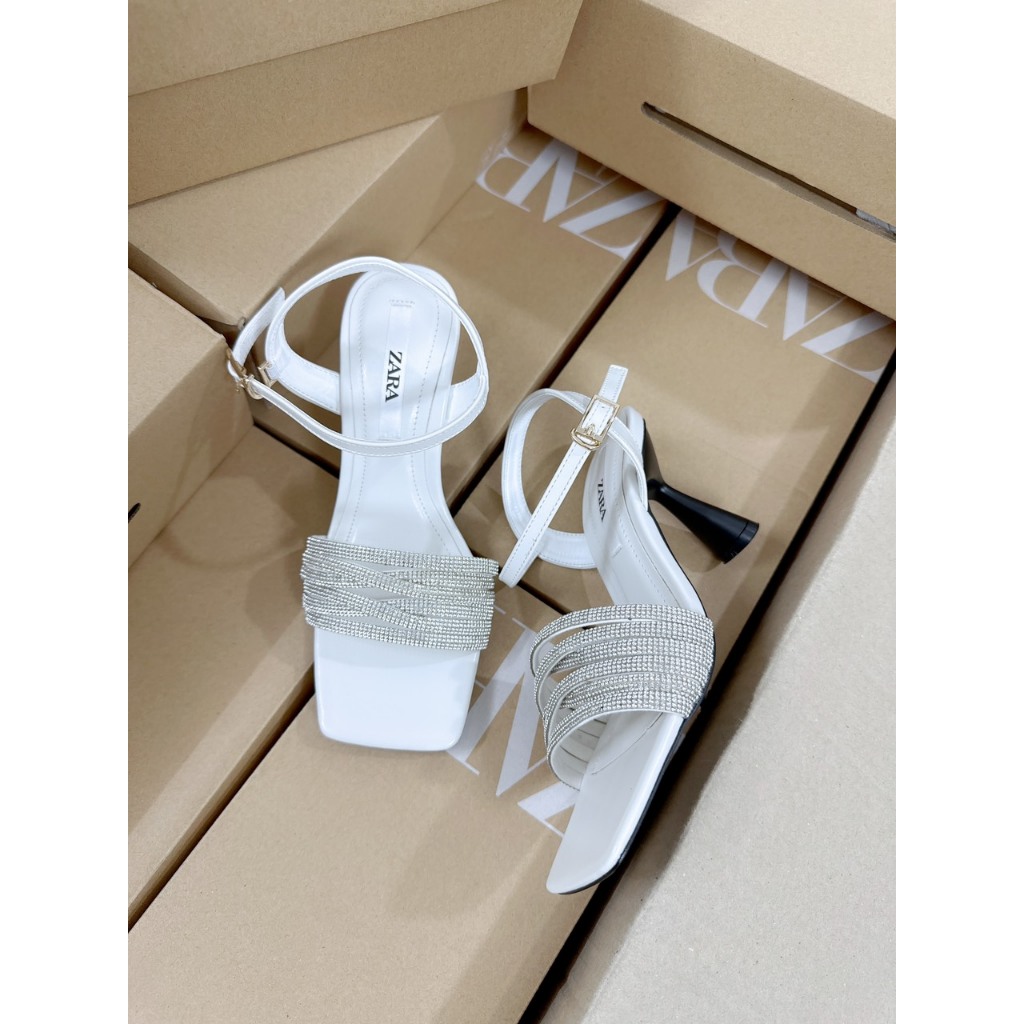 Sandal cao gót Zara quai đá 7 phân full hộp