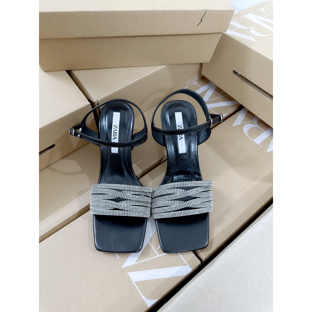 Sandal cao gót Zara quai đá 7 phân full hộp