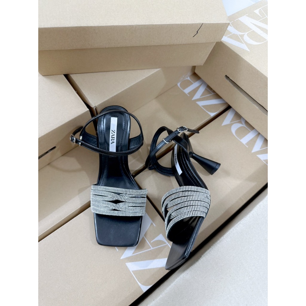 Sandal cao gót Zara quai đá 7 phân full hộp
