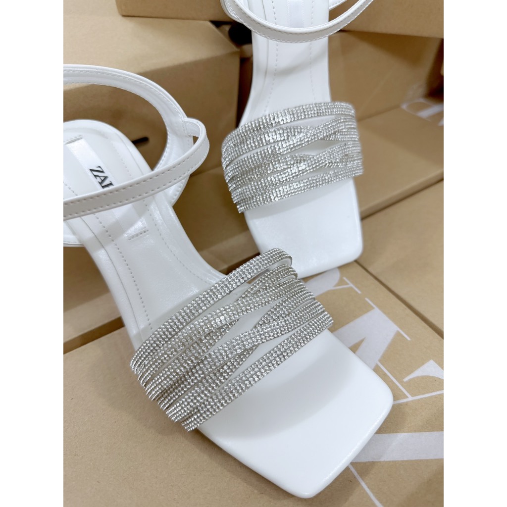 Sandal cao gót Zara quai đá 7 phân full hộp