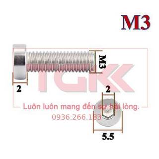 Bulong lgc đầu trụ mỏng inox 304 m3 din7984