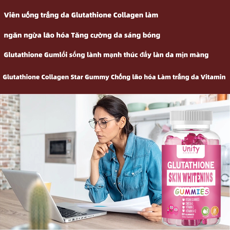 Viên uống trắng da hủy nám Glutathione 500, nâng tone nhanh, uống trắng da toàn thân, hộp 60 viên