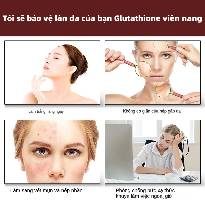 Viên uống trắng da hủy nám Glutathione 500, nâng tone nhanh, uống trắng da toàn thân, hộp 60 viên