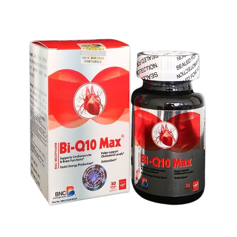 Viên Uống Bổ Tim Bi-Q10 Max BNC Medipharm Giúp Giảm Mỡ Máu, Tăng Cường Sức Khỏe Tim Mạch (Hộp 30 Viê