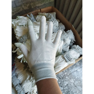 1 đôi găng tay bảo hộ phòng sạch - sợi Polyester loại không phủ PU màu trắng
