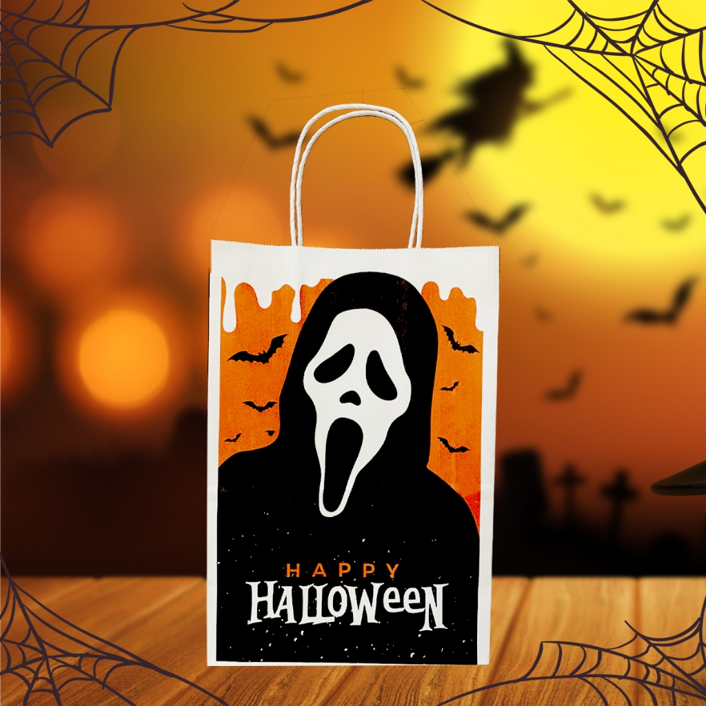 Túi giấy Kraft in sẵn đựng quà dịp Halloween, túi đựng hàng nhân ngày lễ hóa trang
