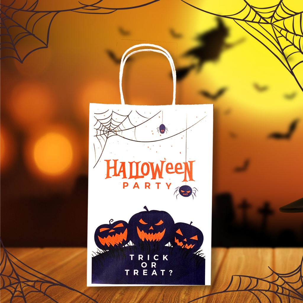 Túi giấy Kraft in sẵn đựng quà dịp Halloween, túi đựng hàng nhân ngày lễ hóa trang