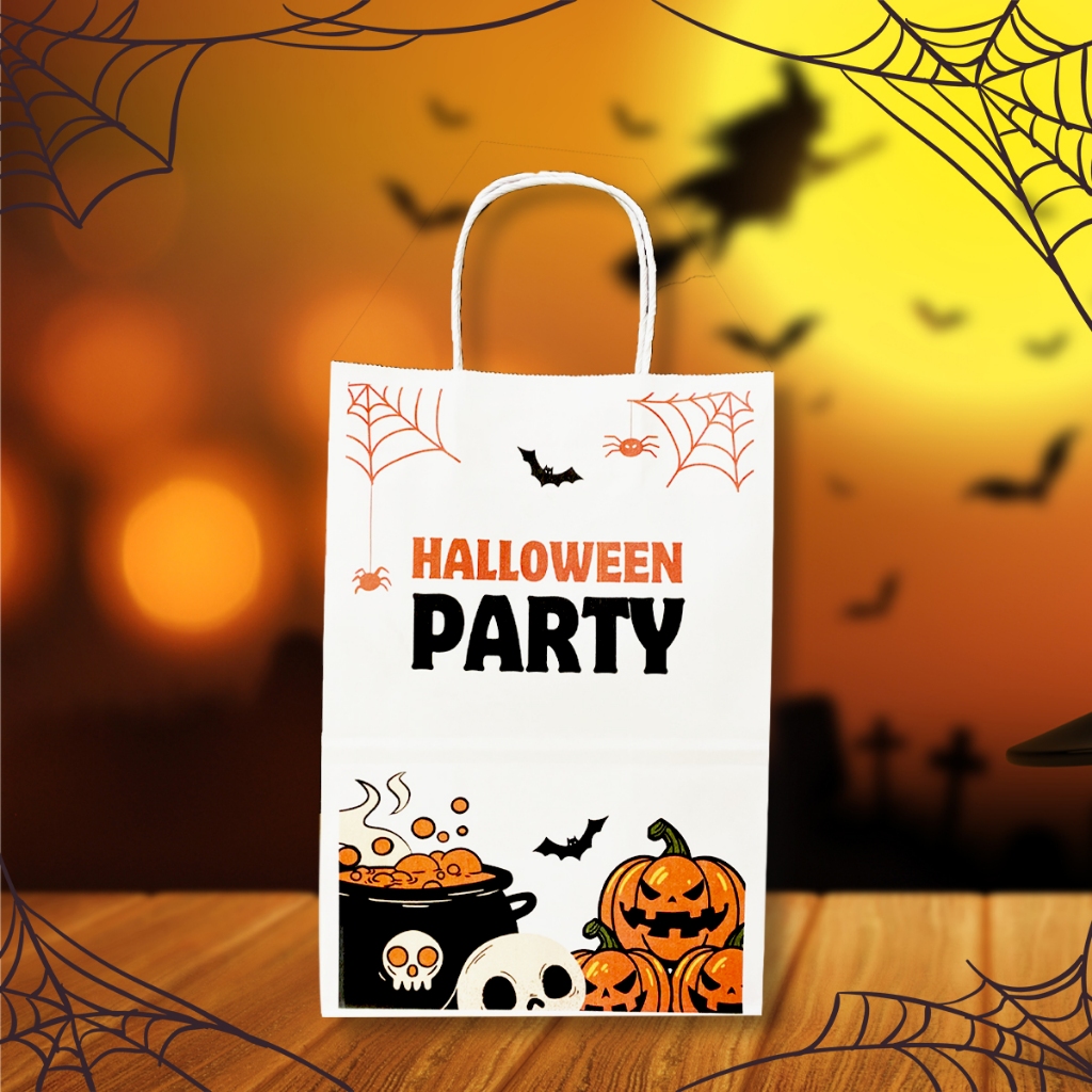 Túi giấy Kraft in sẵn đựng quà dịp Halloween, túi đựng hàng nhân ngày lễ hóa trang