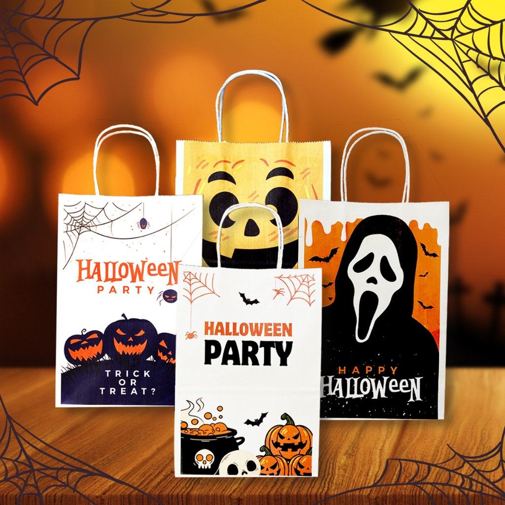 Túi giấy Kraft in sẵn đựng quà dịp Halloween, túi đựng hàng nhân ngày lễ hóa trang