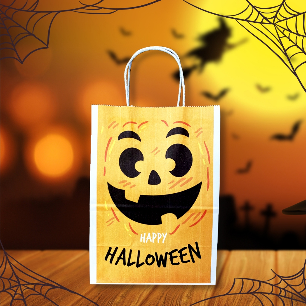 Túi giấy Kraft in sẵn đựng quà dịp Halloween, túi đựng hàng nhân ngày lễ hóa trang