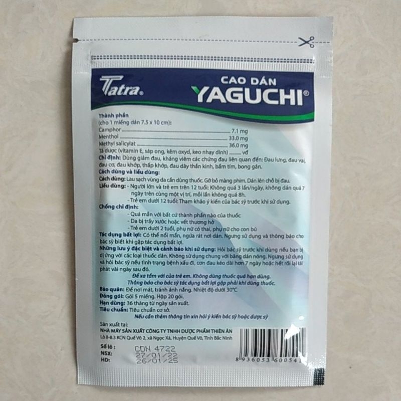 Gói 5 miếng cao dán thảo dược Ecosip - Yaguchi
