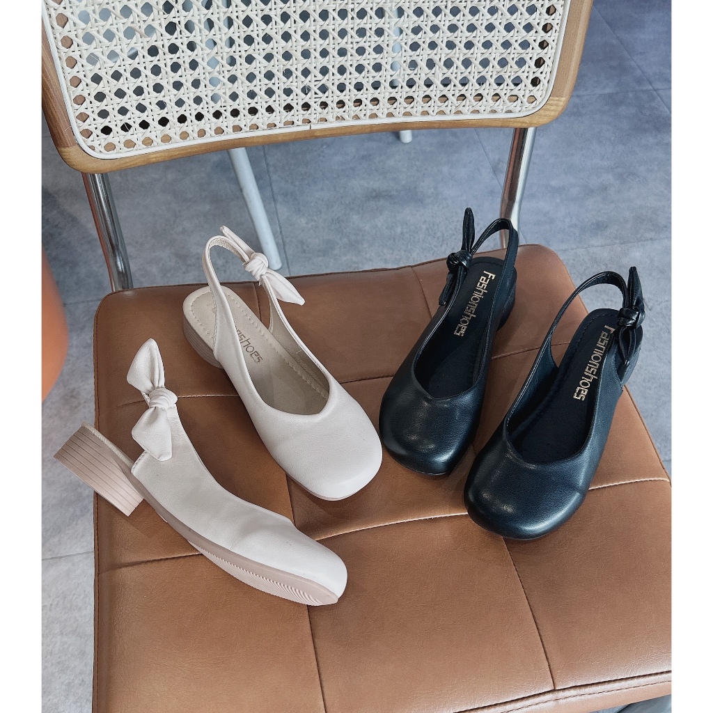 Giày nữ - sandal mũi tròn thắt nơ hậu đế dẻo cao 3cm SDLA851