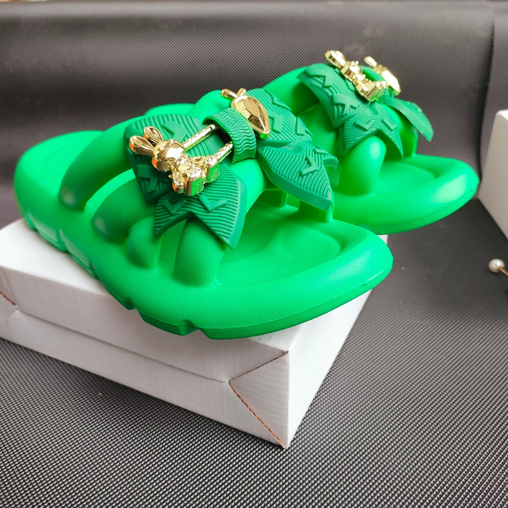 Dép nữ quai ngang cao su eva kèm nơ,Dép bánh mỳ quai chéo siêu nhẹ MLS_268