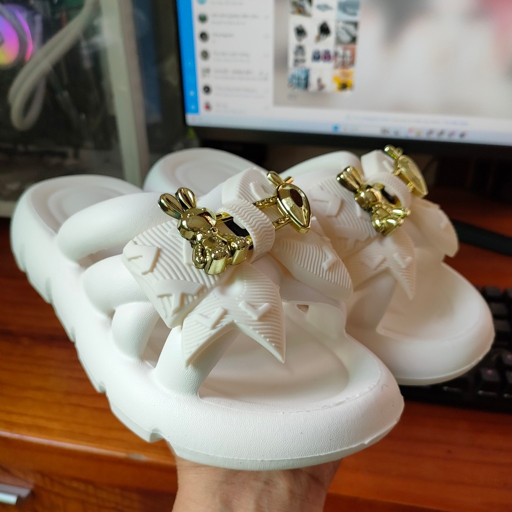 Dép nữ quai ngang cao su eva kèm nơ,Dép bánh mỳ quai chéo siêu nhẹ MLS_268