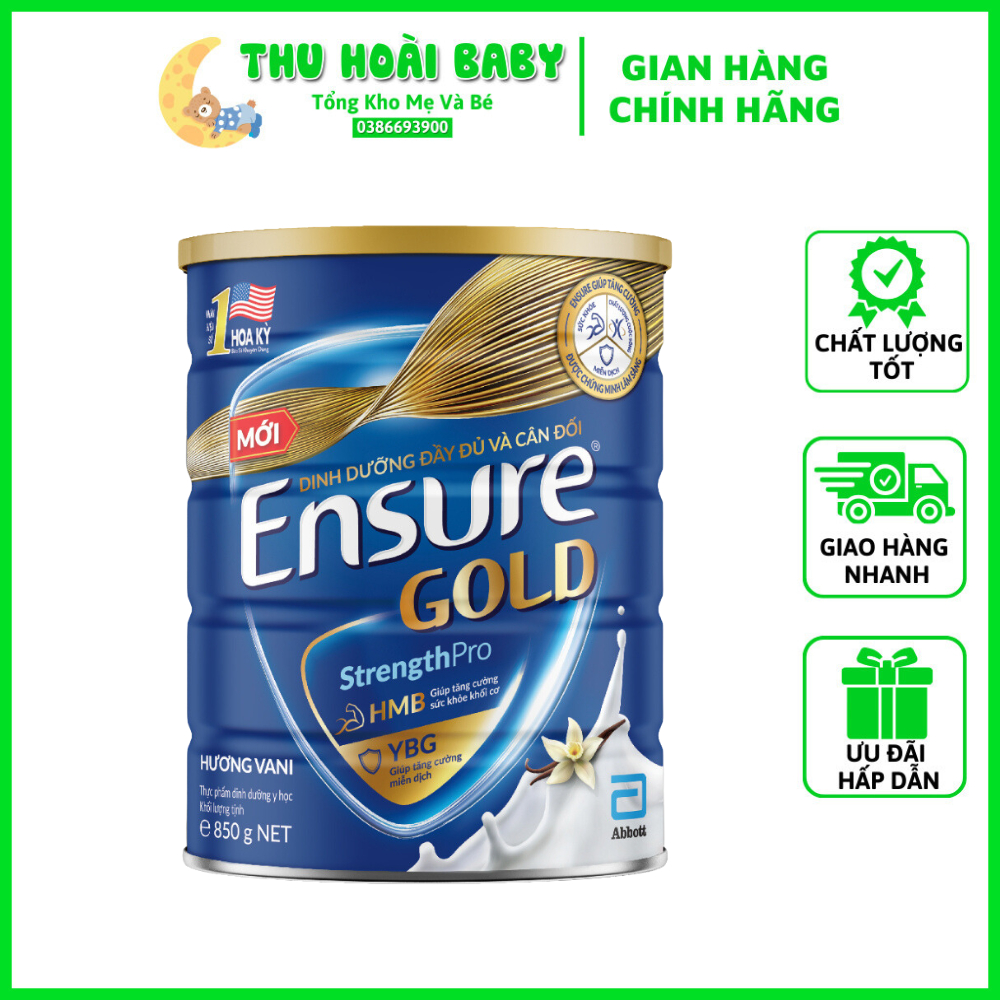 Sữa Bột Ensure Gold Abbott Hương Vani (HMB) 850g