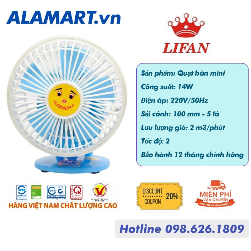 Quạt bàn MINI Lifan GN-4 ( xanh dương) quạt mát siêu cute